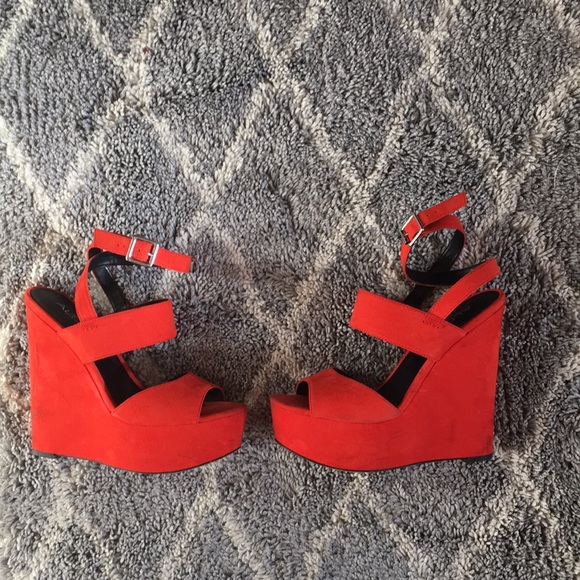 Aldo Shoes - Orange suede wedges